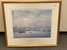 After Walter Holmes : The Tall Ships Race July 1993 - Newcastle Quayside, reproduction in colours,