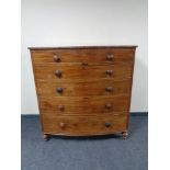 A Victorian mahogany bow fronted six drawer chest.