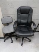 A high backed adjustable office chair and typist's chair