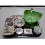 A tray of assorted china to include Carlton ware dish, Beswick salad bowls with servers,