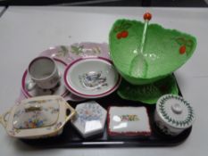 A tray of assorted china to include Carlton ware dish, Beswick salad bowls with servers,