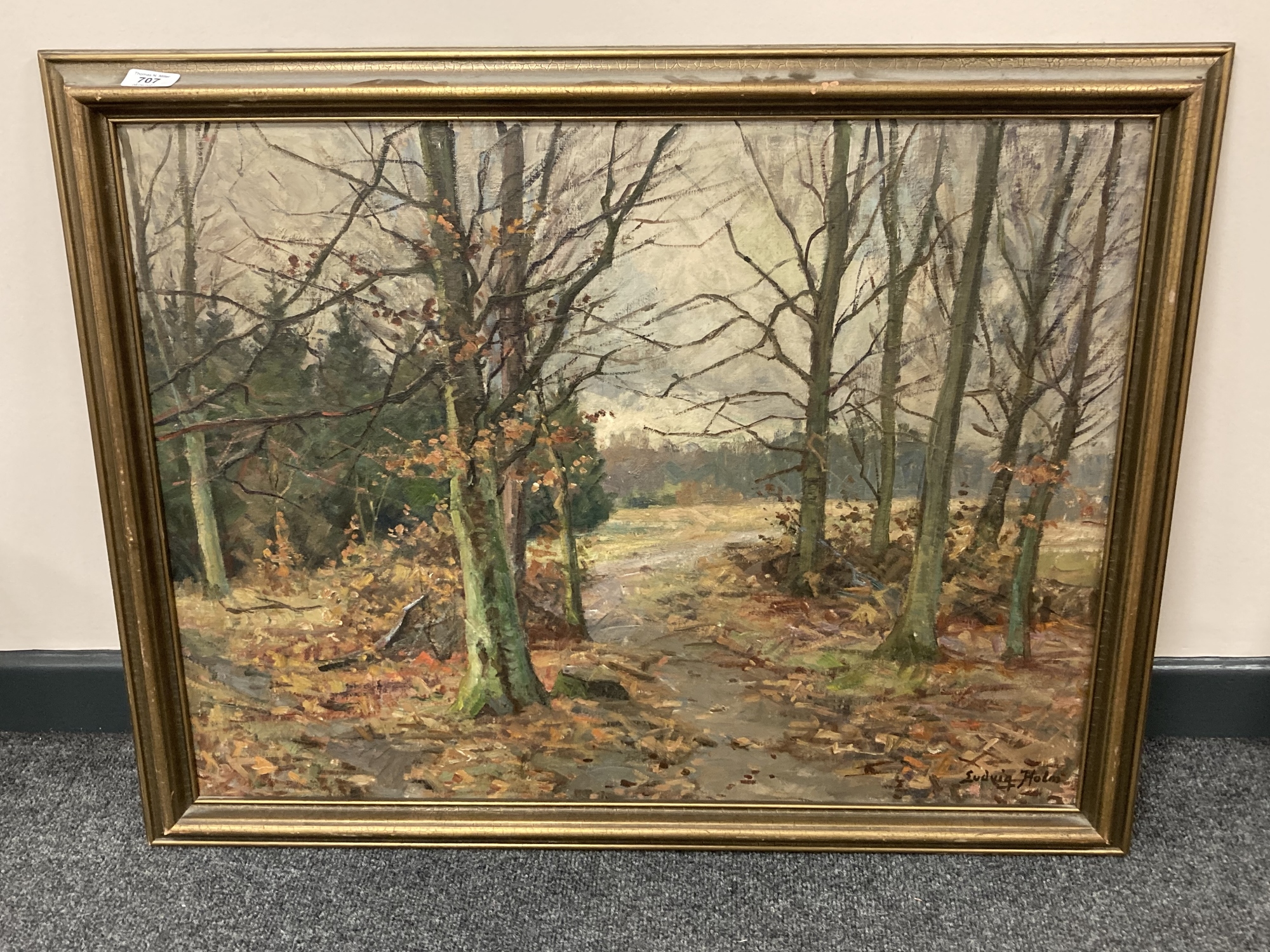 Continental School : Woodland, oil on canvas, signed,