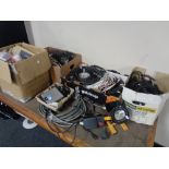 Four boxes containing a large quantity of electrical cabling, sight light,