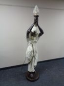 An Egyptian figural floor lamp