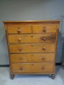 A Victorian pine six drawer chest