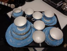 A tray containing 21 pieces of Colclough tea china.