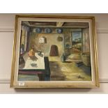 Continental School : Cottage interior, oil on canvas, signed Ranje,