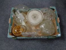 A box containing pressed glass.