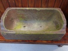 An antique oblong salt glazed trough,