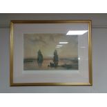 A gilt framed print, Statues of the Memnon at Thebes during the Inundation by David Roberts R.A.