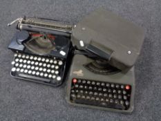 A cased Empire Aristocrat typewriter and a further vintage Royal typewriter