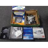 A box containing boxed and unboxed die cast aircraft to include F104 Star fighters,