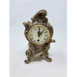 A 20th century gilt metal French desk clock, height 15.