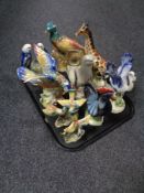 A tray of ten 20th century Dutch lustre figures of animals