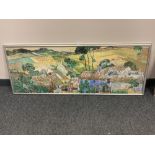 Continental School : Figures in a landscape, colour print, framed,