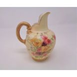 A Royal Worcester blush ivory gilded handled jug, height 13.