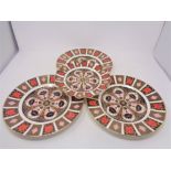 Three Royal Crown Derby Imari patterned plates,