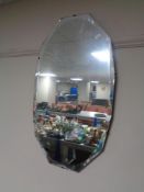 A 1930's frameless bevelled mirror
