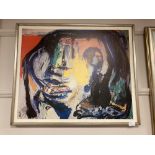 Continental School : Abstract face, colour print, framed,