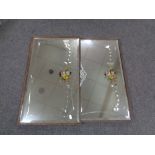 A pair of Edwardian framed etched glass mirrors.