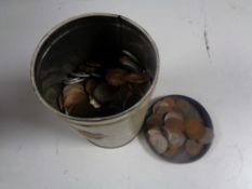 A tin of Irish copper and silver coins