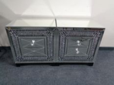 A pair of contemporary mirrored two drawer bedside chests