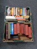 Two boxes containing 20th century books to include Newnes Family Encyclopedia, novels,