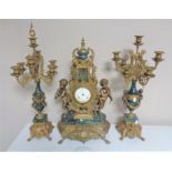 An impressive marble and brass Imperial three piece clock garniture