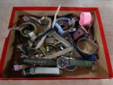 A box of lady's and gent's wrist watches including Timex,