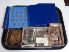 A tray of a large quantity of 19th/20th century British copper coins, Victorian pennies,