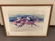 After Keith Proctor : On the Line, reproduction in colours, signed to the mount in pencil,