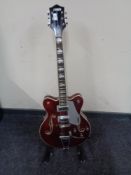 A Gretsch Electromatic G5422T semi-acoustic guitar, red, maple body and neck, rosewood fretboard,