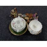 A tray containing assorted china to include Japanese coffee service,