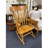 A pine rocking chair