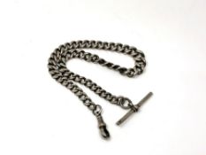 An antique silver Albert chain, 45.3g.