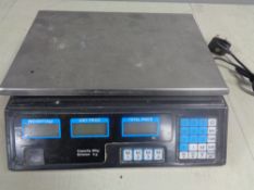 A set of electronic commercial scales.