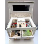 A large box of costume jewellery, sterling silver pendants, white metal bracelets etc.