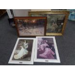 A J Farquharson print, 'The Shortening Winter's Day', together with three further framed prints.