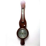 A mahogany cased banjo barometer by John Derry of Nottingham, with silver dial.