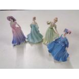 Four Coalport Debutantes figures, Congratulations, Kelly, Sweet Sixteen and Anne.