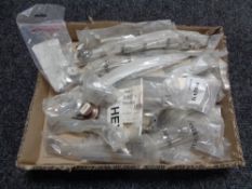 A box containing miscellaneous kitchen cabinet door handles (new).