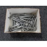A box containing 27 pewter kitchen cabinet door handles (new).