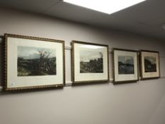 Four colour prints depicting hunting landscapes, 57 x 44 cm, all framed (4).