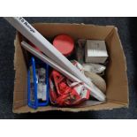 A box containing electrical fittings, LED wire etc.