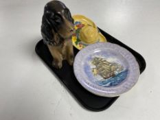 A tray of Beswick hat wall pocket, Sylvac dog,