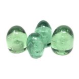 Four nineteenth century green glass dumps (4)