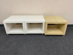 Three Ikea occasional tables on castors