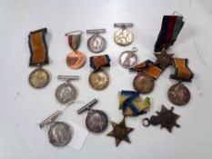 A collection of medals to include - Two Atlantic Stars, 1914-1915 medal to 84755 DVR G E Cole,