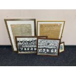 Two framed black and white Newcastle team photographs together with a further Newcastle United