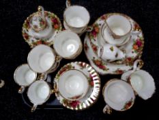 Two trays containing 41 pieces of Royal Albert Old Country Roses tea and cabinet china.